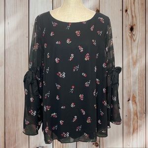 Lane Bryant Floral Tie Sleeve Blouse